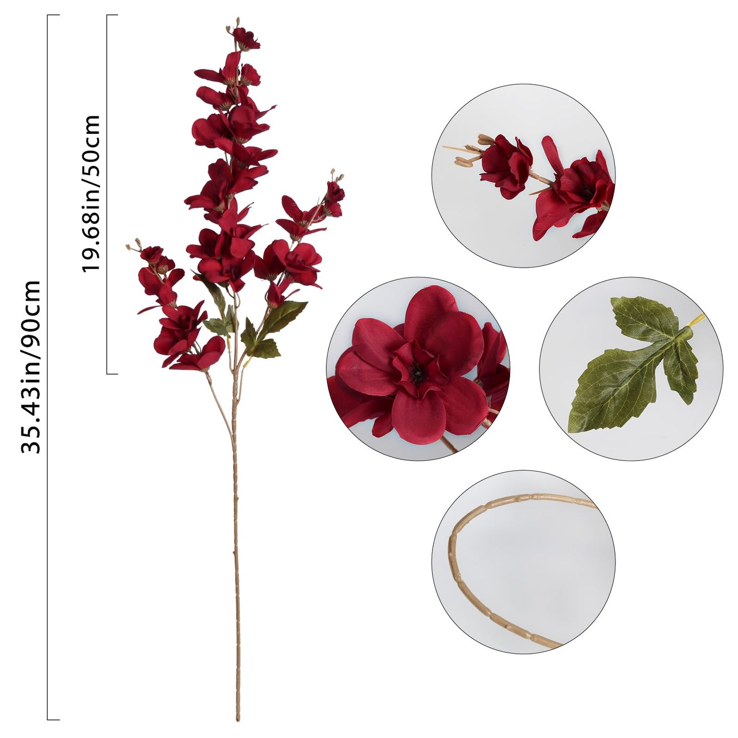 INSUNSIX 6PCS 35.43'' Red Delphinium Artificial Flower Faux Larkspur Silk Flowers Long Stem Blossoms Flowers for Tall Vase Floral Arrangements Home Table Wedding Decor(Red)