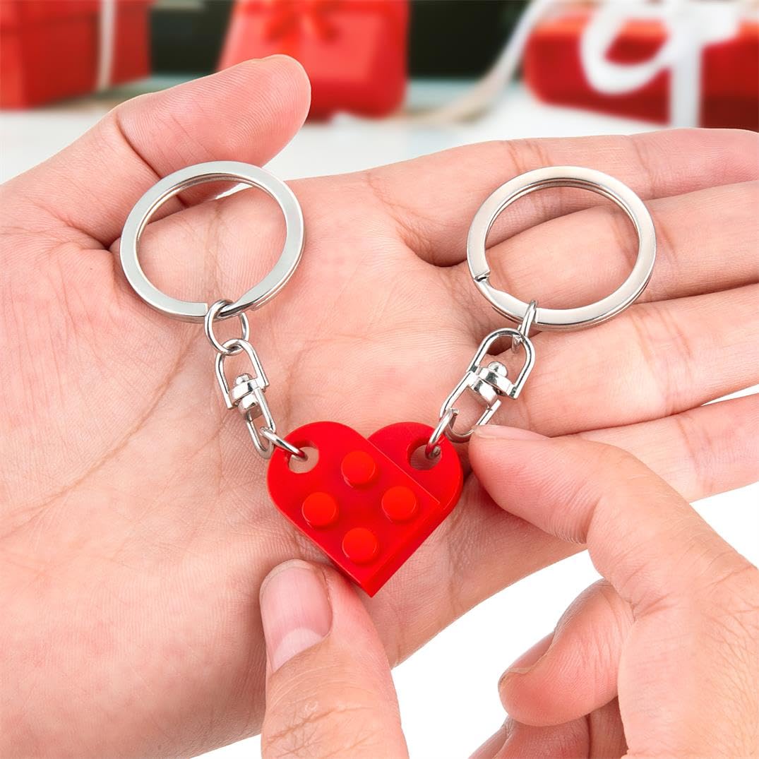 BOBIPRO Couples Matching Stuff Gifts - Red Heart Keychain, Matching Couple Heart Keychains Decorations Christmas Valentines Day Gifts for Boyfriend Girlfriend