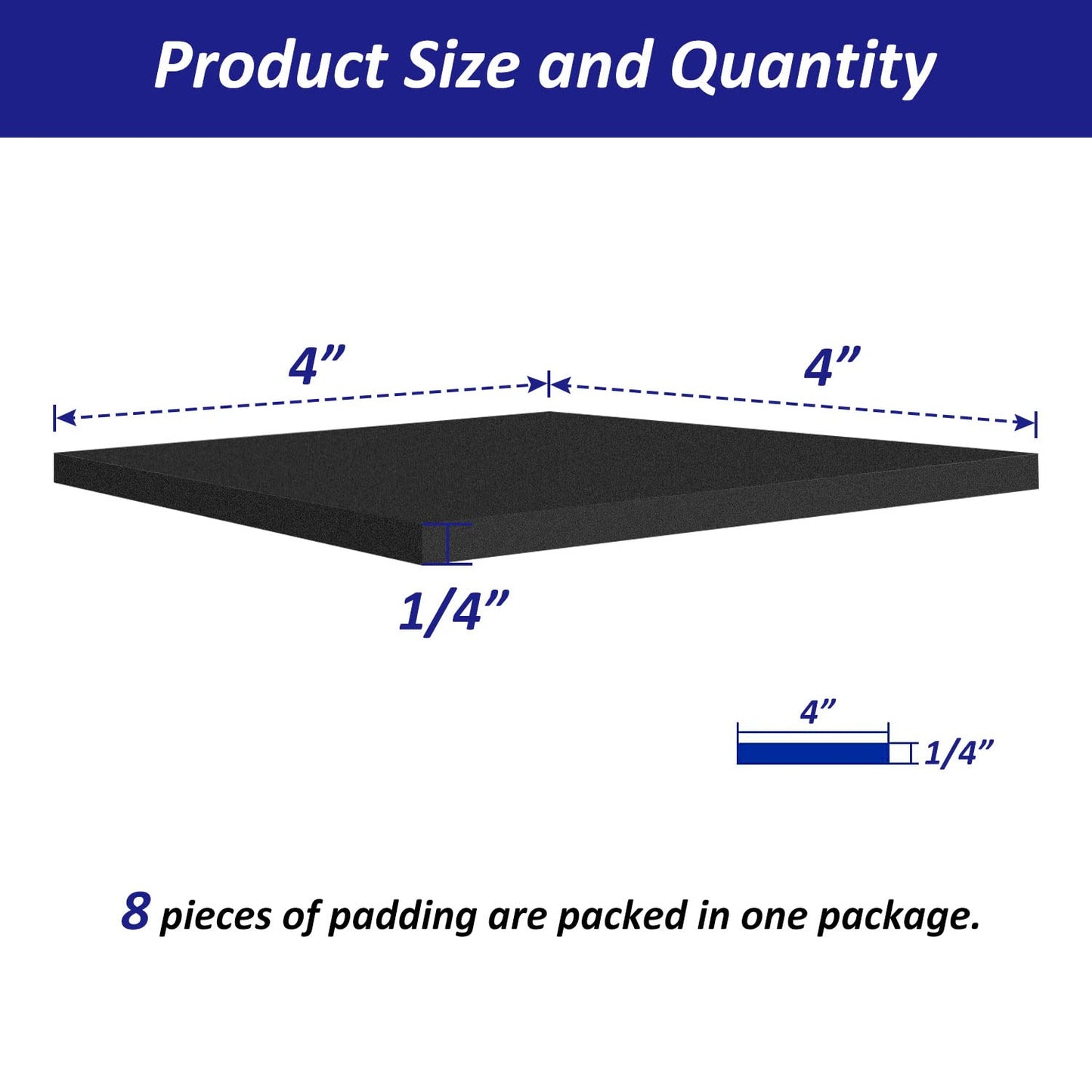 Foam Padding Sheets with Adhesive Backing - Self Stick Neoprene Insulation Foam,8PCS 1/4 Inch Thick X 4 Inch Long X 4 Inch Wide - Closed Cell Foam Sheet Square Pad