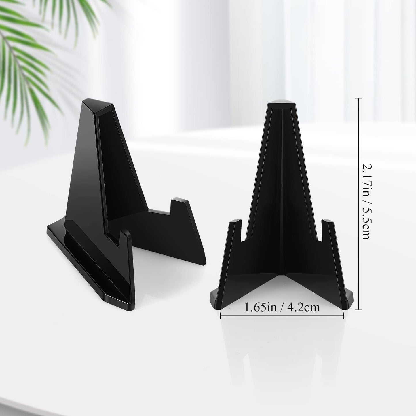 Yalikop 12 Packs Easel Stands Mini Coin Display Stand 2.17 x 1.65 Inch Easel Holder Card Stand for Display Black Display Stand for Collectibles Plastic Plate Display Holder for Medal Watches Picture