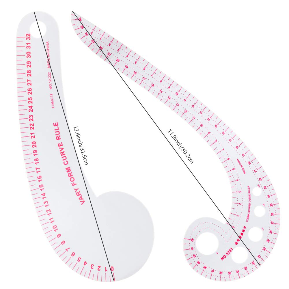 NEWMAY 6 Stlye Sew French Curve Ruler Metric Shaped Plastic Sewing Tools Measure Ruler for Sewing Pattern Making Design DIY Dress Clothing, Bendable Drawing Template Perfect for Designers and Tailors