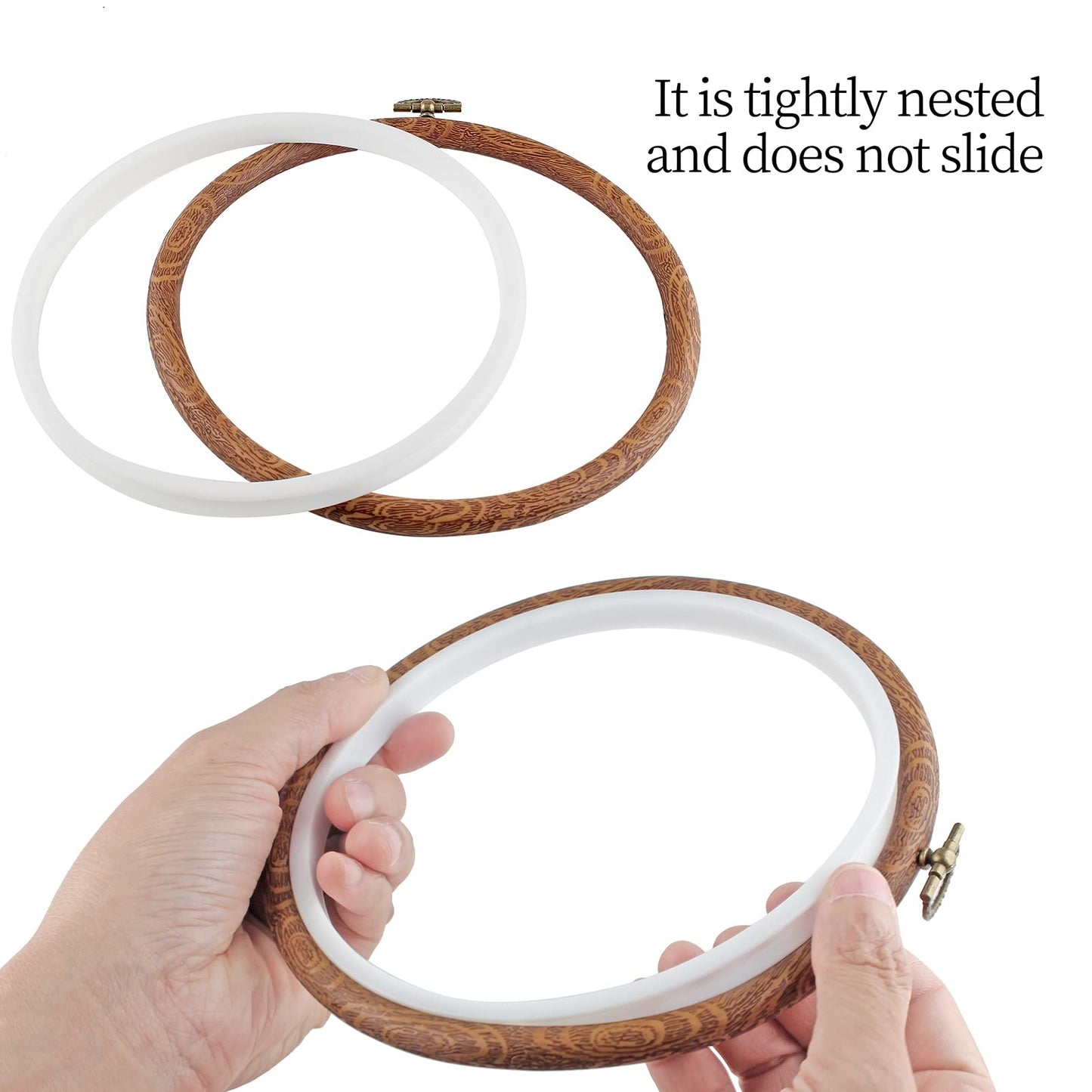 3 Pieces 6.7 Inch Embroidery Hoop Set Imitated Wood Display Frame Embroidery Hoops Circle Cross Stitch Hoop Ring for Art Craft Sewing and Hanging Ornaments Decor