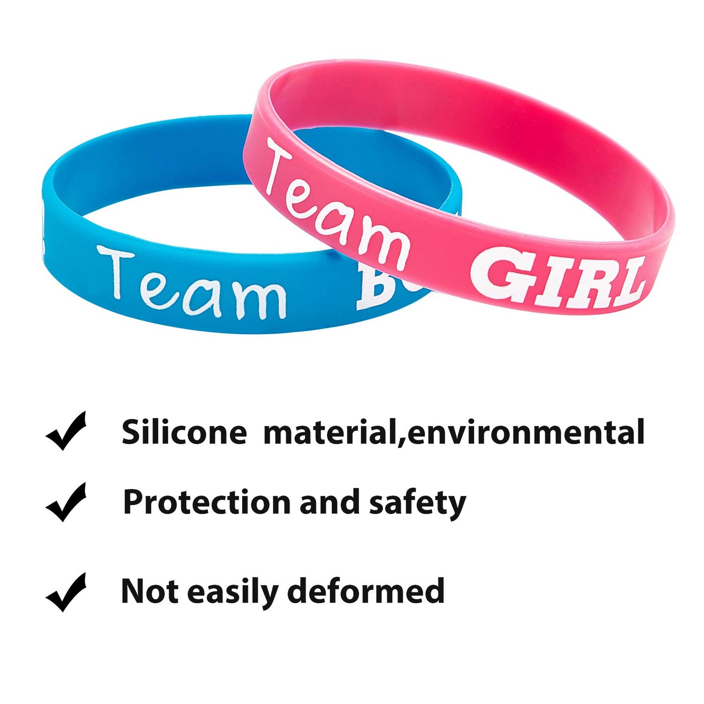 Gender Reveal Bracelets, Includes Team Boy Wristbands and Team Girl Wristbands for Baby Shower Party Gender Reveal Party Decorations Supplies(48 Pieces)
