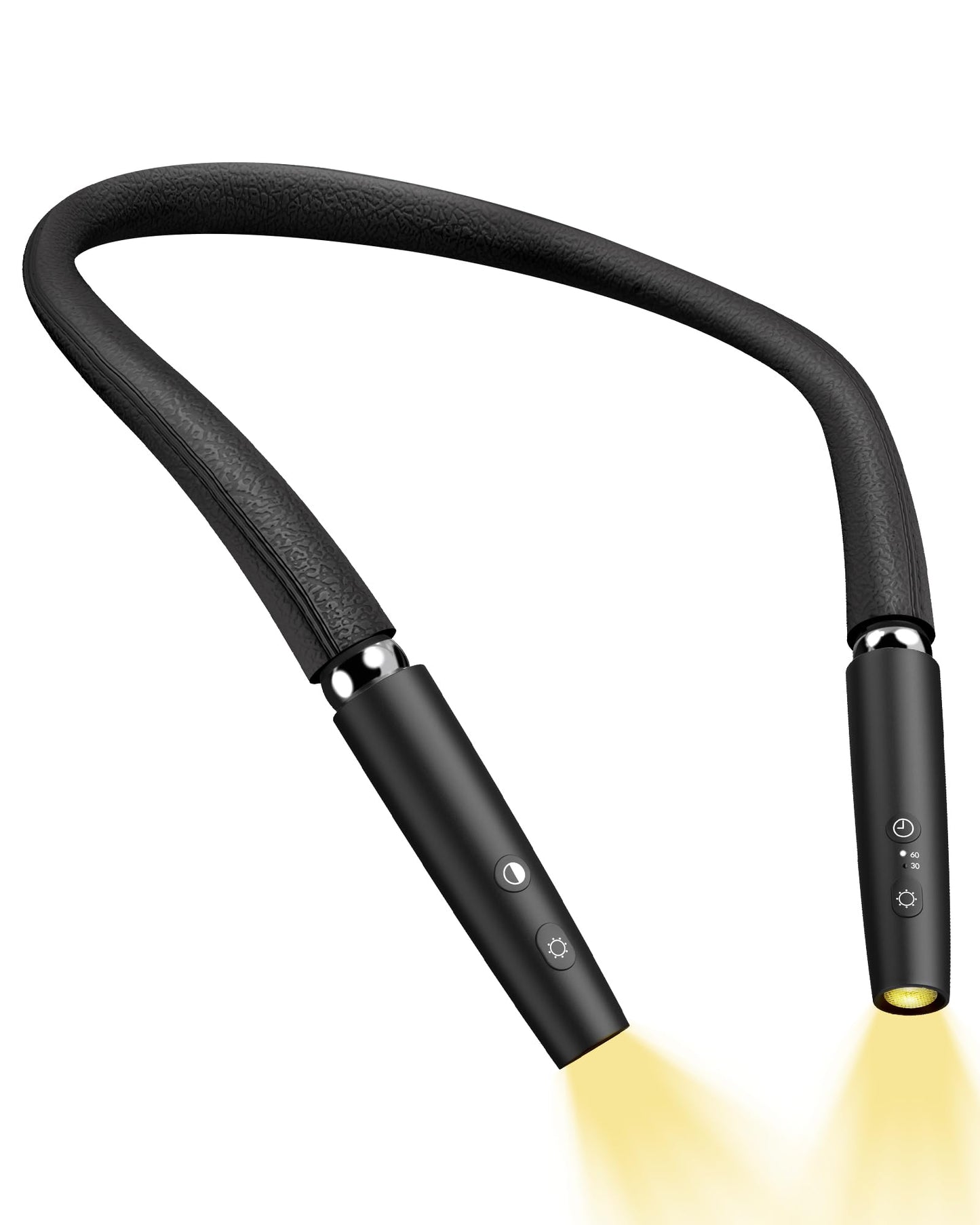 NIVAVA Neck Reading Light, Book Light for Reading in Bed [Steering Shafts Adjustment], Bendable Silicone Arm, Long Lasting LED Rechargeable Knitting Light for Camping, Repair, Crochet & Craft, Black