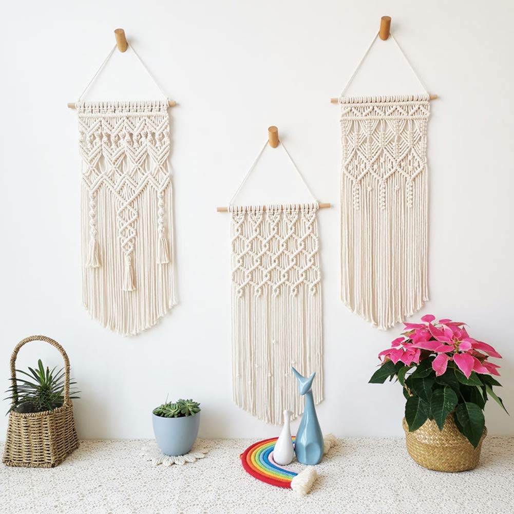 120pcs Macrame Kits for Beginners 3mm x 109yards Natural Cotton Macrame Cord with Wooden Beads & Rings,Wooden Sticks,Metal Rings Macrame Supplies Best for Macrame Plant Hanger