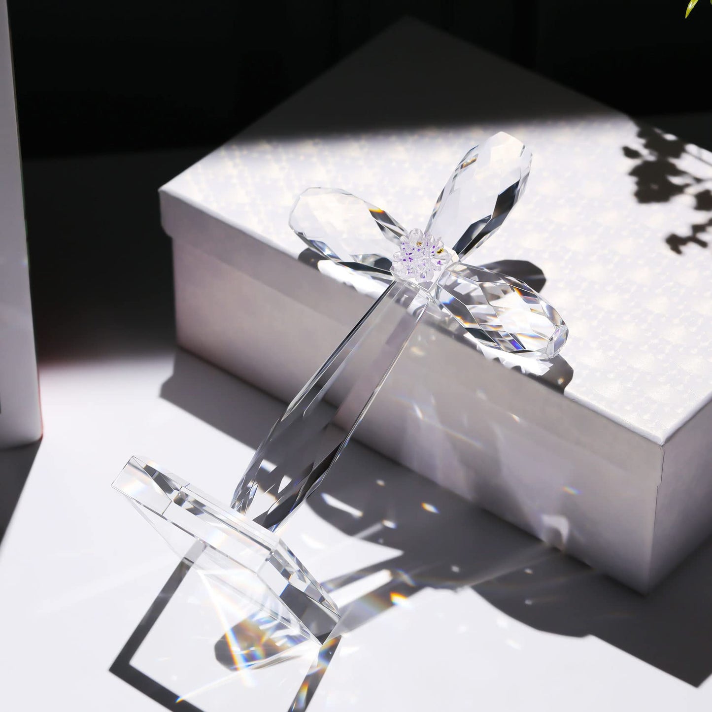 YWHL Crystal Standing Cross Decor, Religious Easter Gifts for Women Men, Handmade Glass Holy Cross Collectible Figurines for Home Decoration, Christmas Decoration for Pary