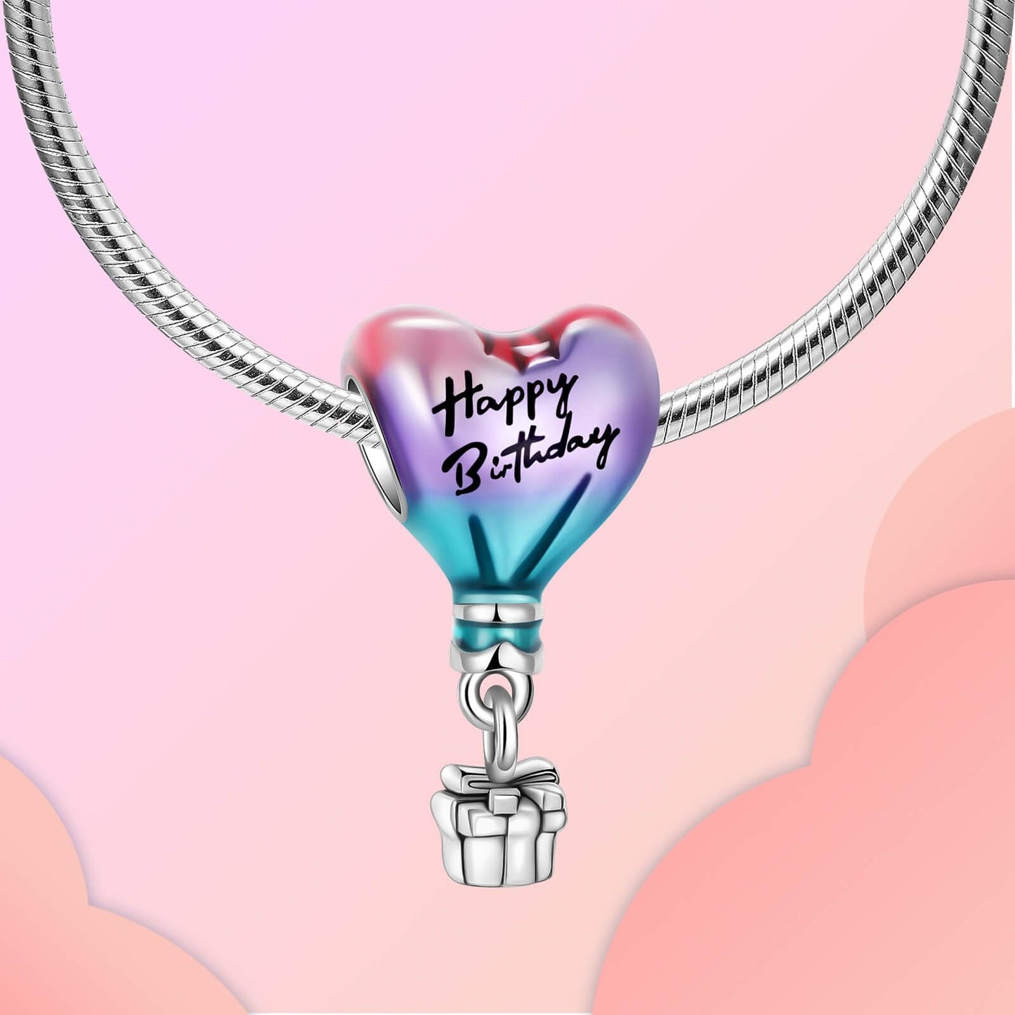 LUXILLA Hot Air balloon Happy birthday Dangle Charm Silver Charms 925 Sterling Silver fits Bracelets Necklace Pendant Bead Charms Jewelry Gift for Women Family Friends