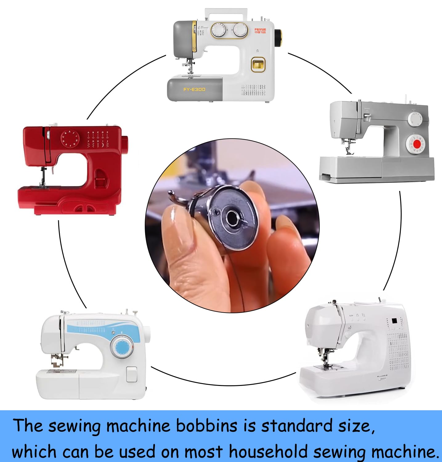 YEQIN 20Pcs Clear Plastic Sewing Machine Bobbins, Sa156 Bobbins, Bobbins Class 15, Compatible with Brother Singer Sewing and Embroidery Machine (20pcs Bobbins)