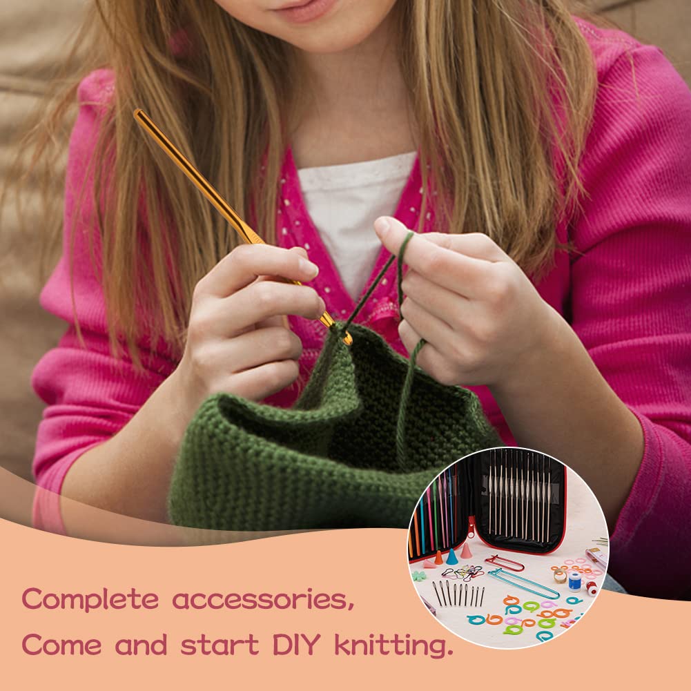 UzecPk 96 PCS Crochet Hooks Kit, Crochet Needles Set with Storage Bag, Aluminum Crochet Hooks with Stitch Markers and Large-Eye Blunt Needles for Experienced Crochet Hook Lovers