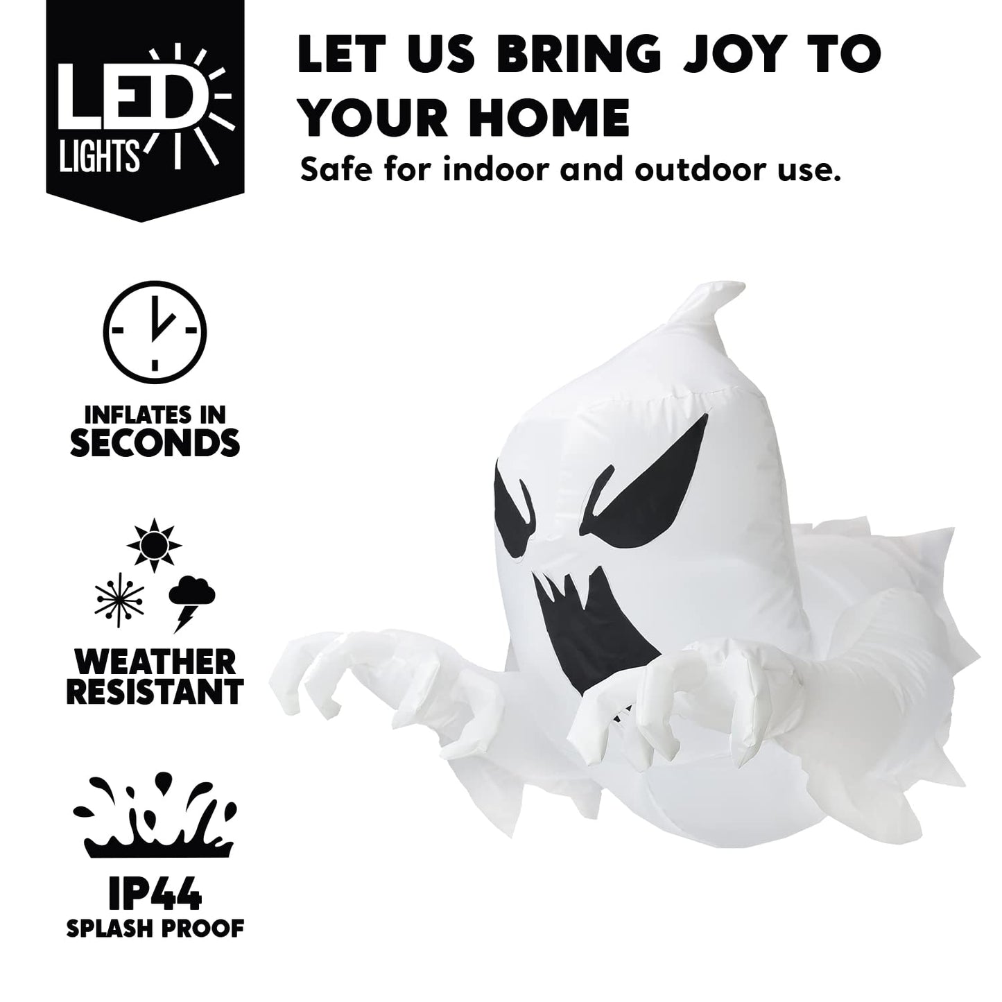 Joiedomi 4.5 FT Halloween Inflatable Scary Flying Ghost Broke Out from Window Inflatable with Build-in LED Blow Up Ghost for Halloween Party Indoor, Outdoor, Yard, Garden, Lawn Decoration