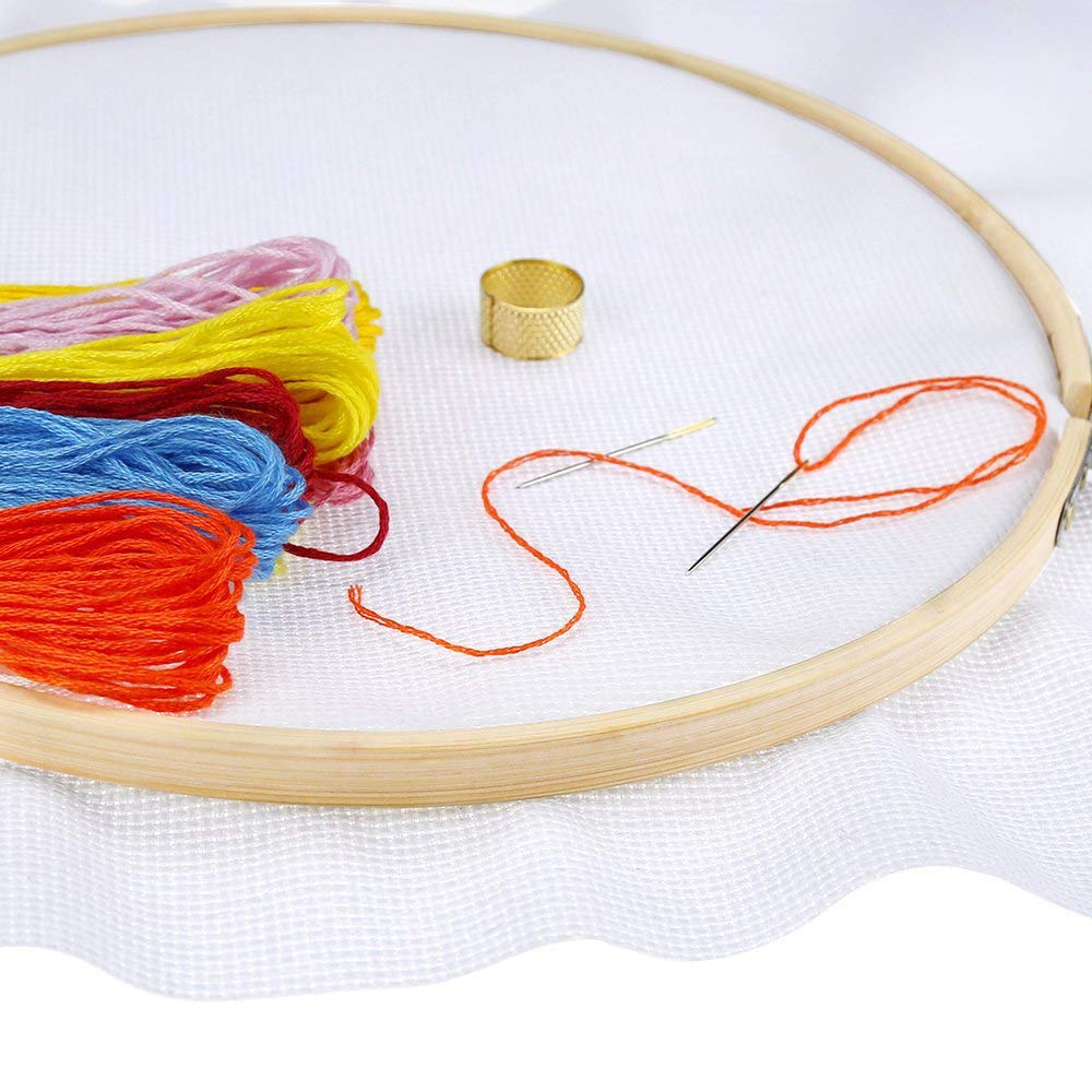 6 Pieces 6 inch/ 15cm Round Embroidery Hoops Bamboo Circle Cross Stitch Hoop Rings for Craft Sewing