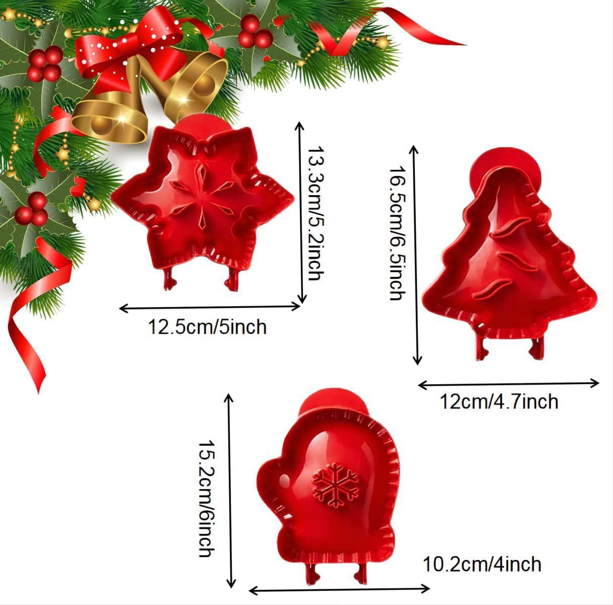 Dough Presser Pocket Pie Molds, Party Potluck Hand Pie Molds, Hand Pie Molds, Apple, Pumpkin And Acorn Shapes 3-Piece (Christmas Mince Pie Mold)