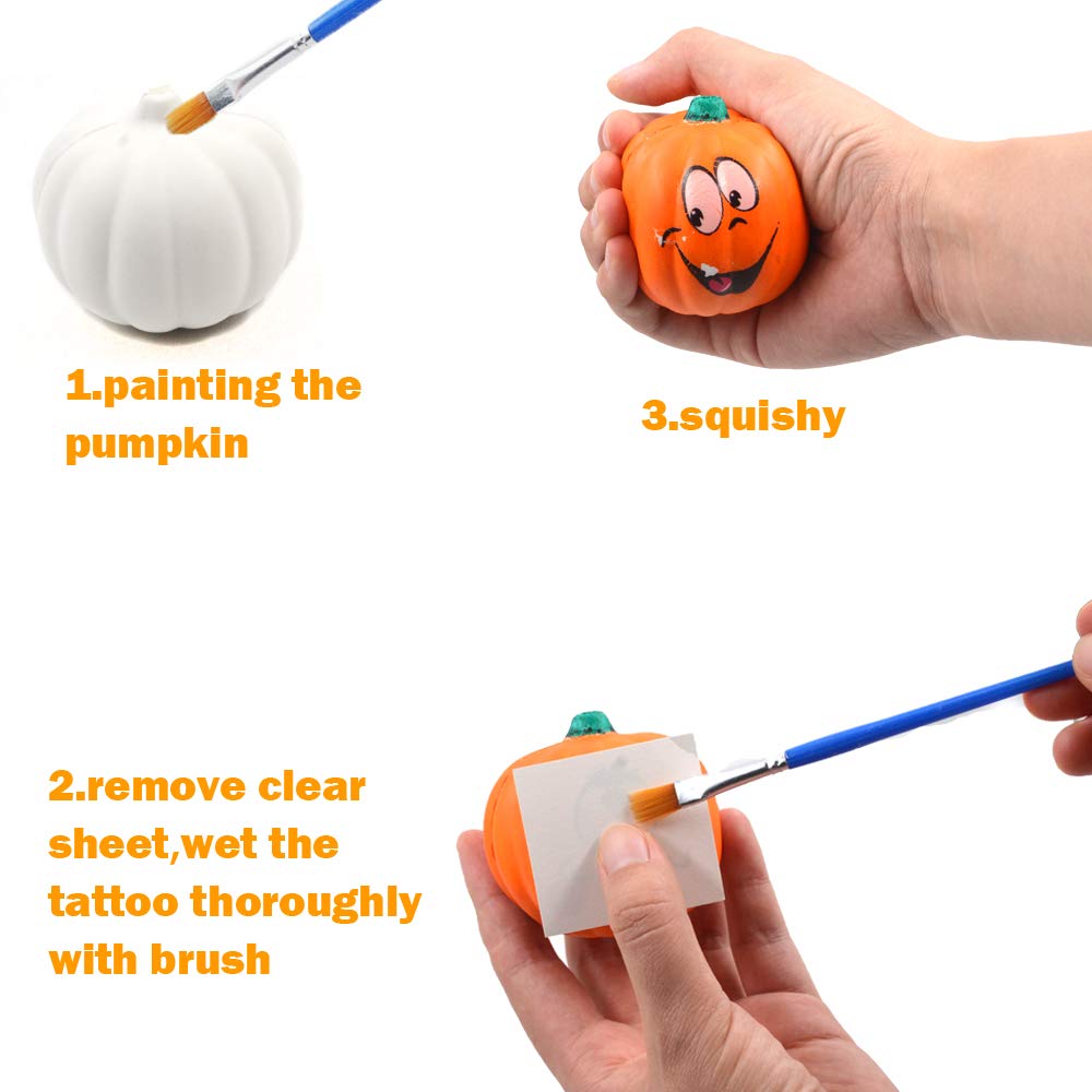 BEIGUO Halloween Crafts Paint Your Own Squishy Pumpkin 6 Pack Slow Rising Pumpkin with Decorating Stickers Kids Crafts for Halloween Thanksgiving Party Favors