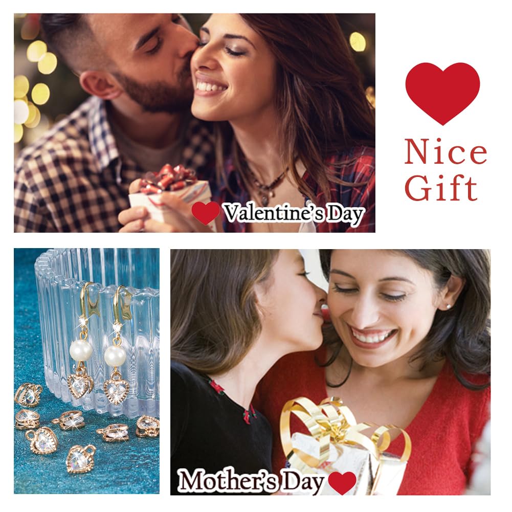 100pcs Cubic Zirconia Alloy Charms Heart Shaped KC Gold Pendants for Jewelry Making Choker Tiny Dangle Accessories Valentine's Day Wedding