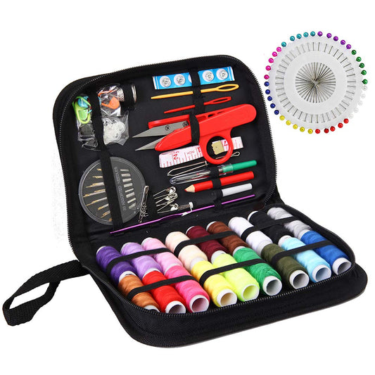 Sewing kit, XL Sewing Supplies for DIY, Beginners, Adult, Kids, Campers, Travel,Portable Emergency Repair Set with Scissors, Thimble, Thread, Needles, Tape Measure, Case and Accessories (128PCS)