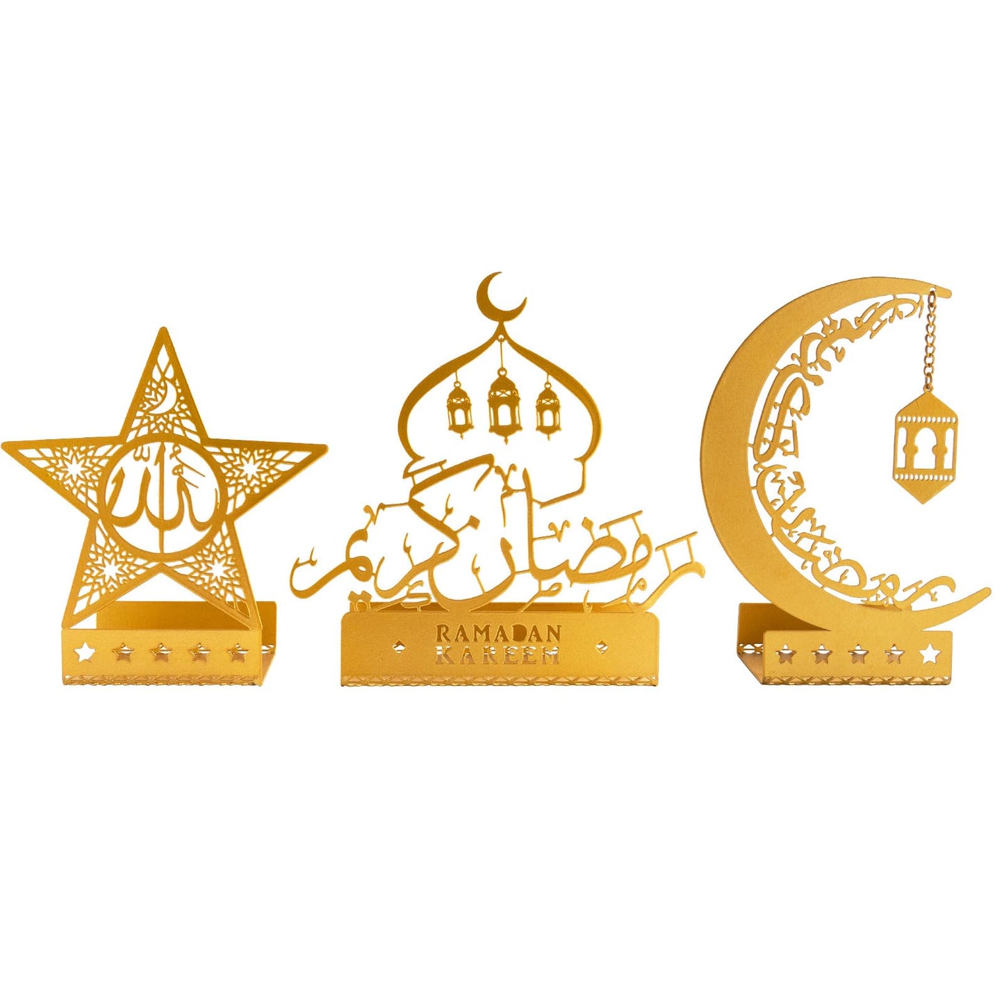 Ramadan Decorations for Home 2026 Eid Mubarak Metal Kareem Signs Islamic Muslim Mosque Arabic Stand Gold Allah Indoor Table Top Centerpiece Decor Gifts