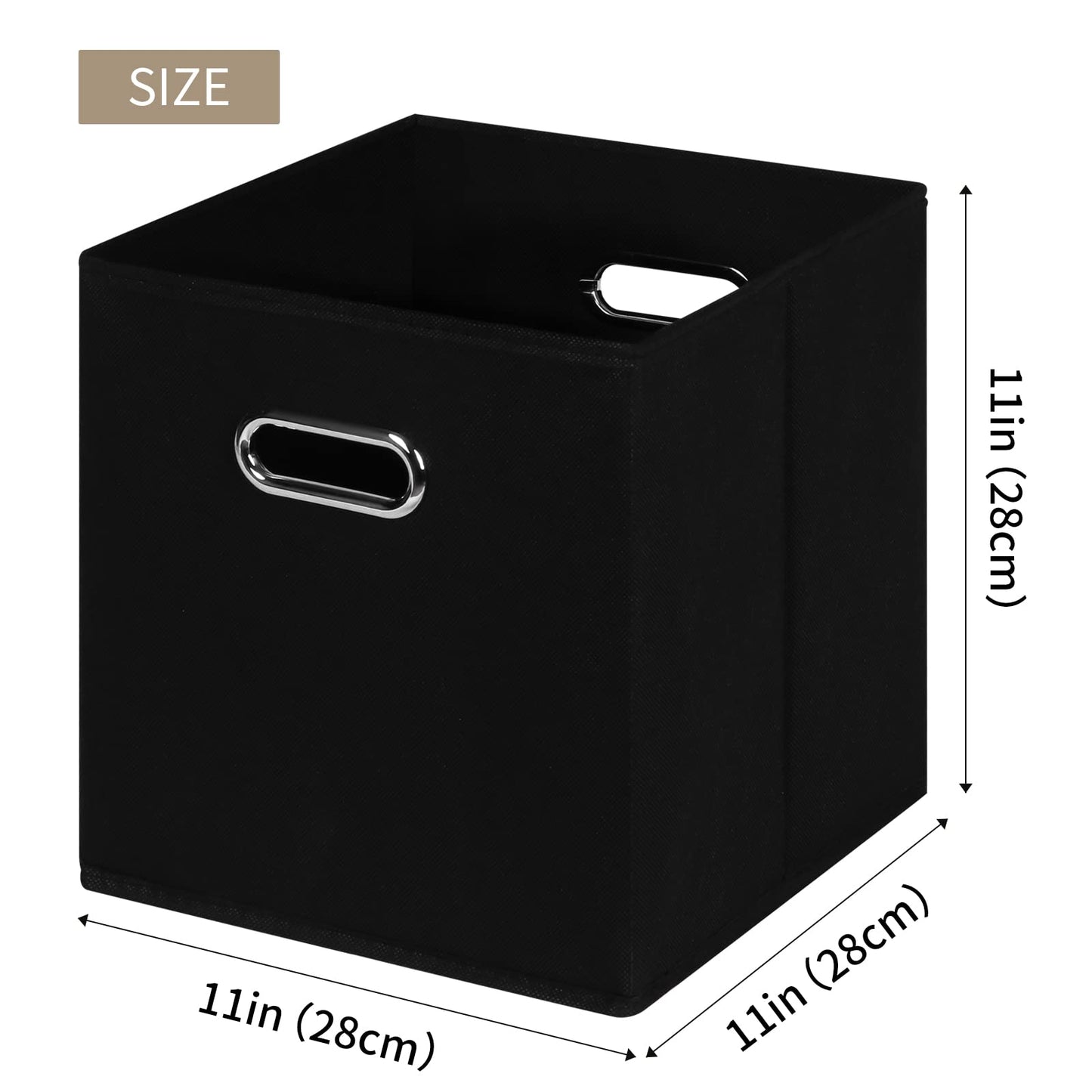 NieEnjoy Black Fabric Cubes Storage Containers ,Foldable Storage Bins Cubes Organizer Baskets with Dual Handles for Shelf Closet Set of 3,(Black)