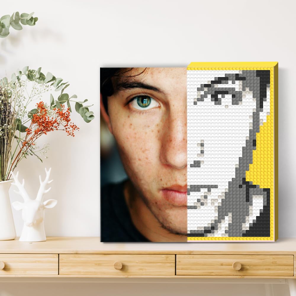 Personalized Mosaic Portrait Custom Building Kit Bricks Art Set Customized Your Own Photo Picture Unique Gift (Large/15.7"x15.7")