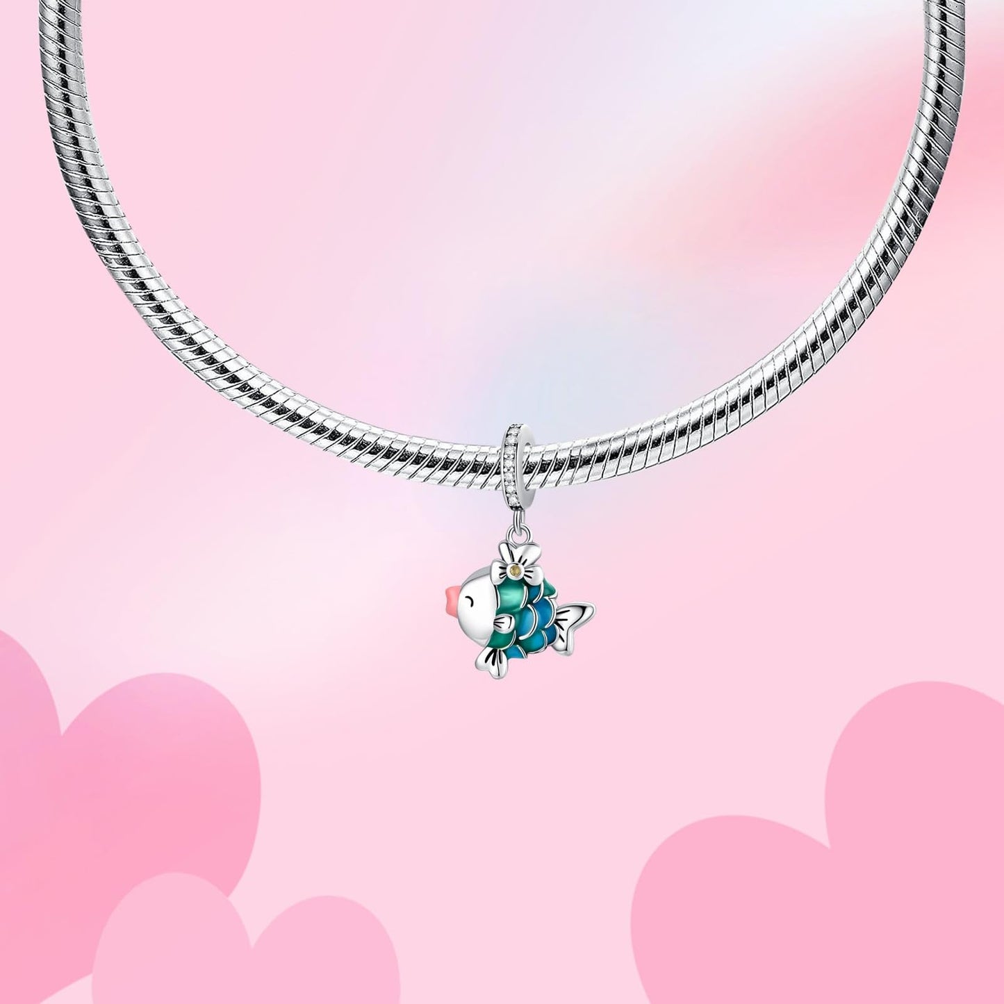 Alstade Cute Fish Charm 925 Sterling Silver Charms fits Bracelets and Necklace Pendant Bead Charms Jewelry Present for Women Family Friends
