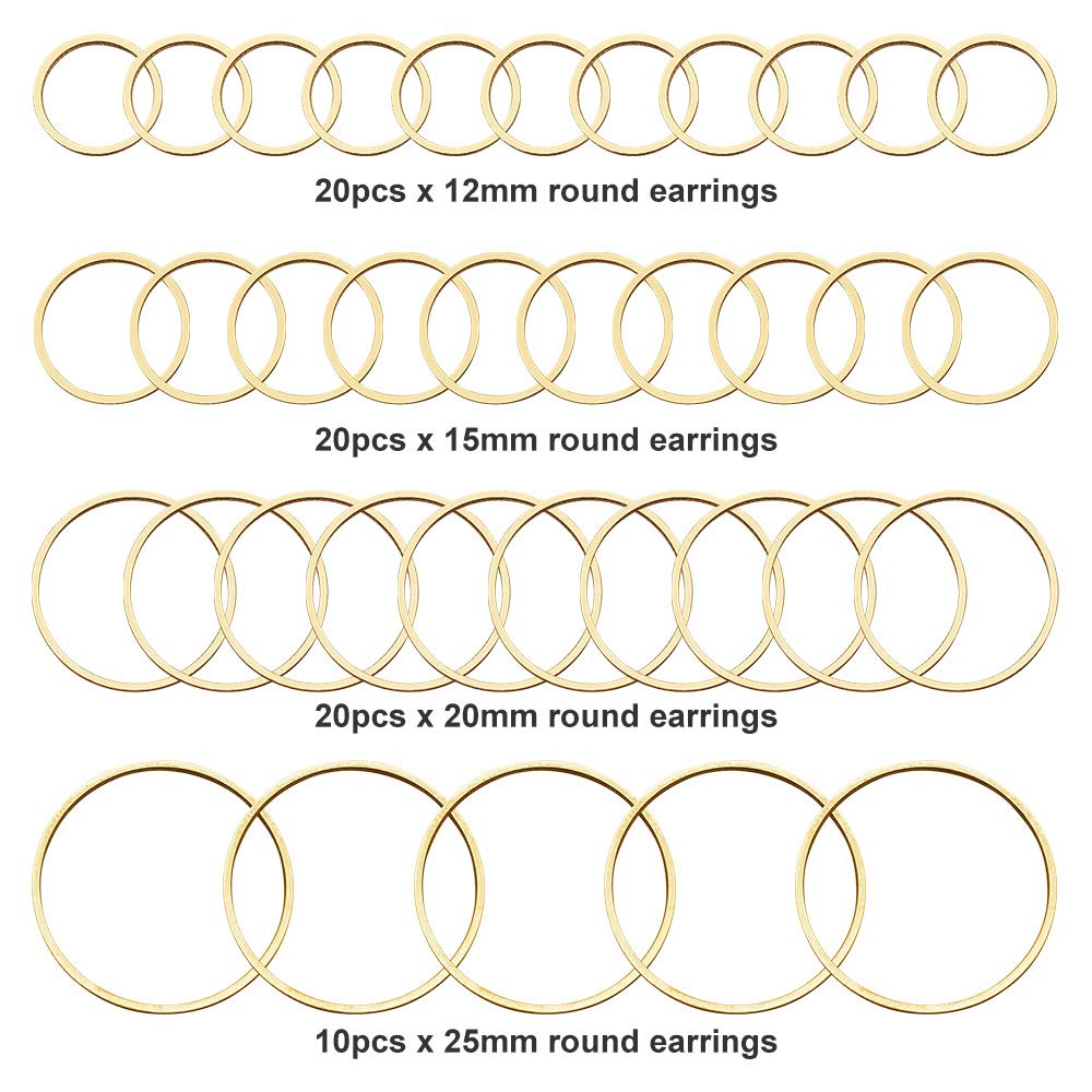 70pcs Earrings Beading Hoop Earring Finding Round Earring Circle Round Beading Hoop Open Bezel Pendant Frame for Jewelry Making