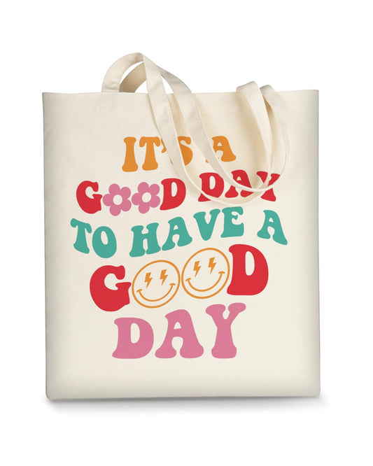 AUSVKAI Canvas Tote Bag Aesthetic Cute For Women Y2K School Grocery Bag Cotton Cloth Beach Totes Gift For Kids Girl-Its A Good Day