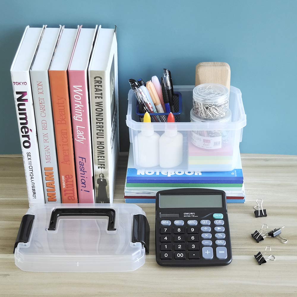 Nicesh 2 L Clear Mini Plastic Storage Box, Tiny Clear Storage Bin, 4-Pack