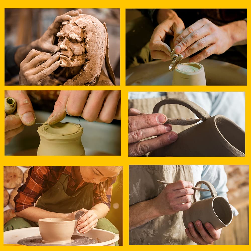 Pottery Clay Sculpting Tools for Polymer, Yagugu 19Pcs Basic Wood Ceramics Carving tool Supplies kit Accessories for Kids, Adults and Artists Modeling Shaping Building for art&craft