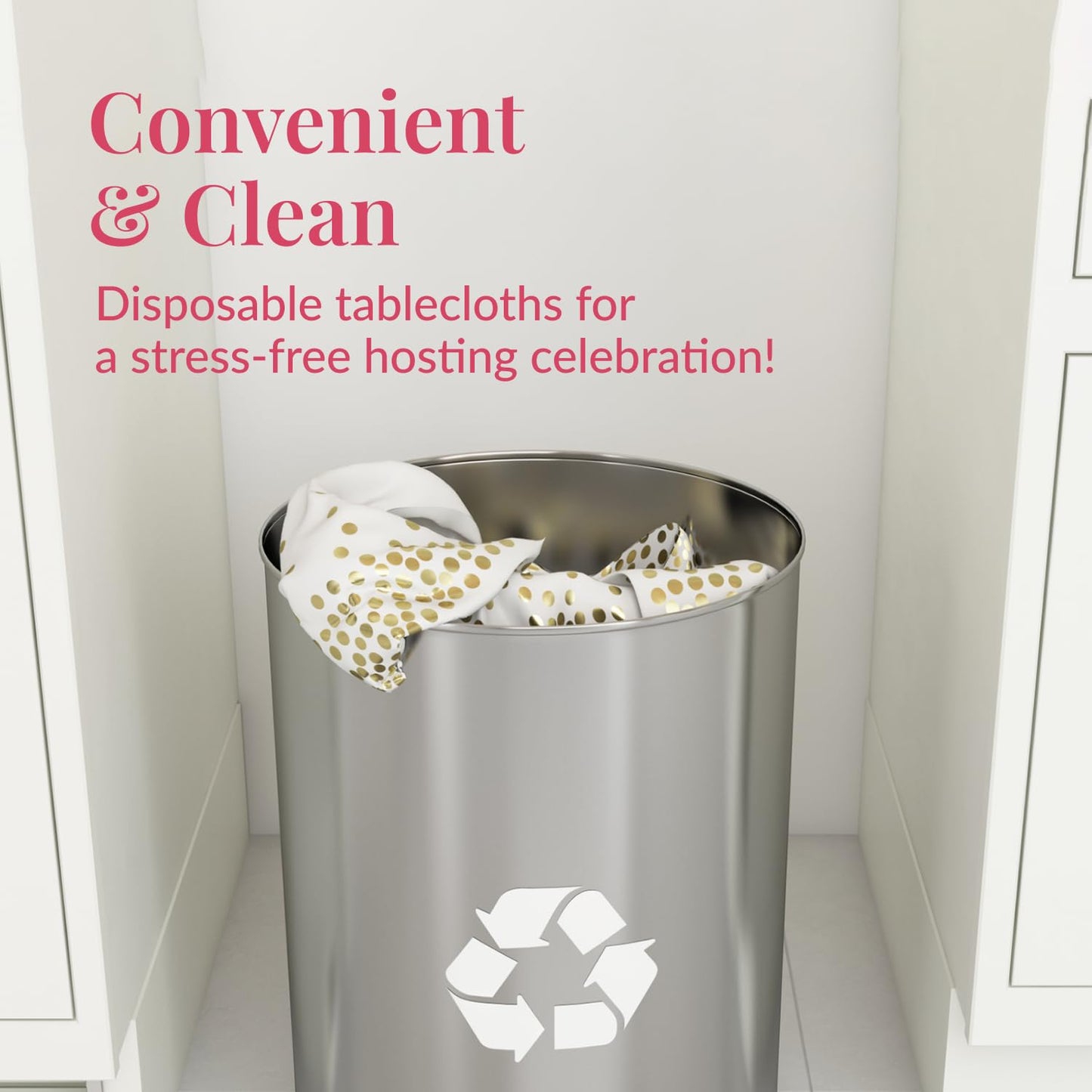 Prestee Rose Gold Plastic Table Cloth Disposable, 4 Pack - 54x108 Inch Rectangle Tablecloths for Wedding and Party - Heavy-Duty, Waterproof Table Covers - Pink and Gold, for Birthday or Fine Dining