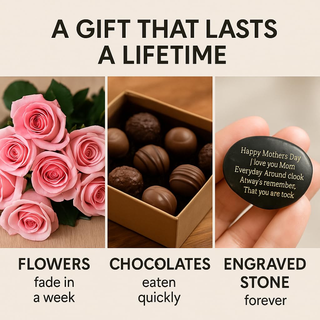 from Daughter or Son Happy Mother's Day. I Love You mom. Everyday, Around The Clock, Always Remember, That You are My Rock. Engraved Rock Unique Rare