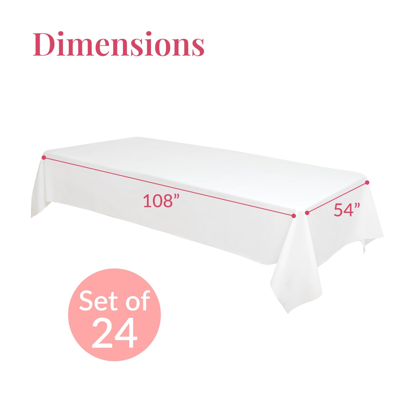 Prestee 24 Plastic Table Cloth Disposable - 108 x 54 White Tablecloth Rectangle - Plastic Table Cover for Parties, BBQs, Weddings, Outdoor Gatherings, and Fine Dining Events