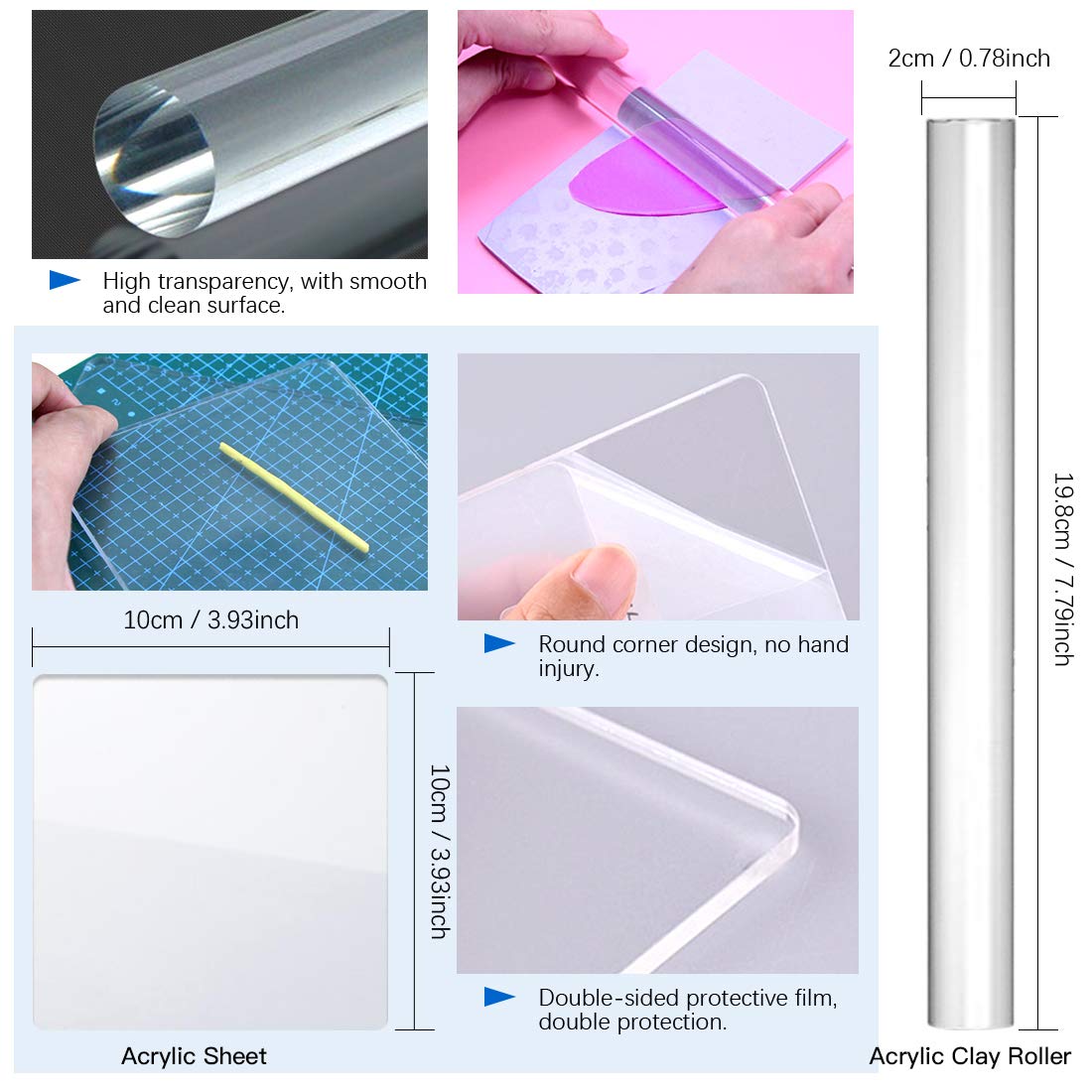 21Pcs Carving Modeling Clay Sculpting Tool Set Including Pottery Sculpture Tool, Silicone Tip Pen, Dual-End Dotting Clay Tool, Scraper, Tweezers, Ruler, Acrylic Clay Roller, Acrylic Sheet