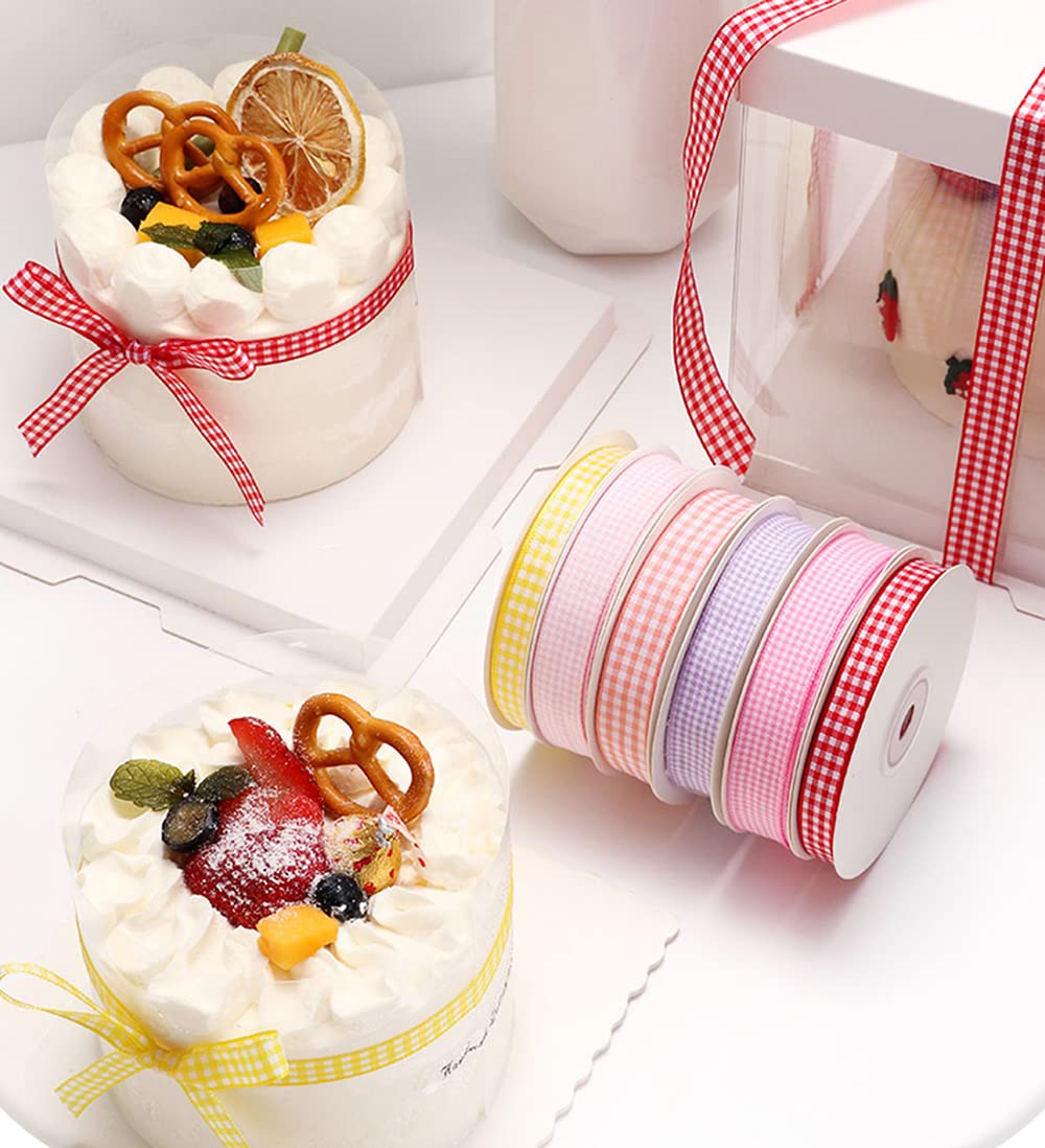 DXEUD 34 Yards 17 Colors Gingham Ribbon Checkered Ribbon Gingham Woven Edge Ribbon for Gift Package Wrapping, Sewing, Hair Bow... (1/4 Inch)