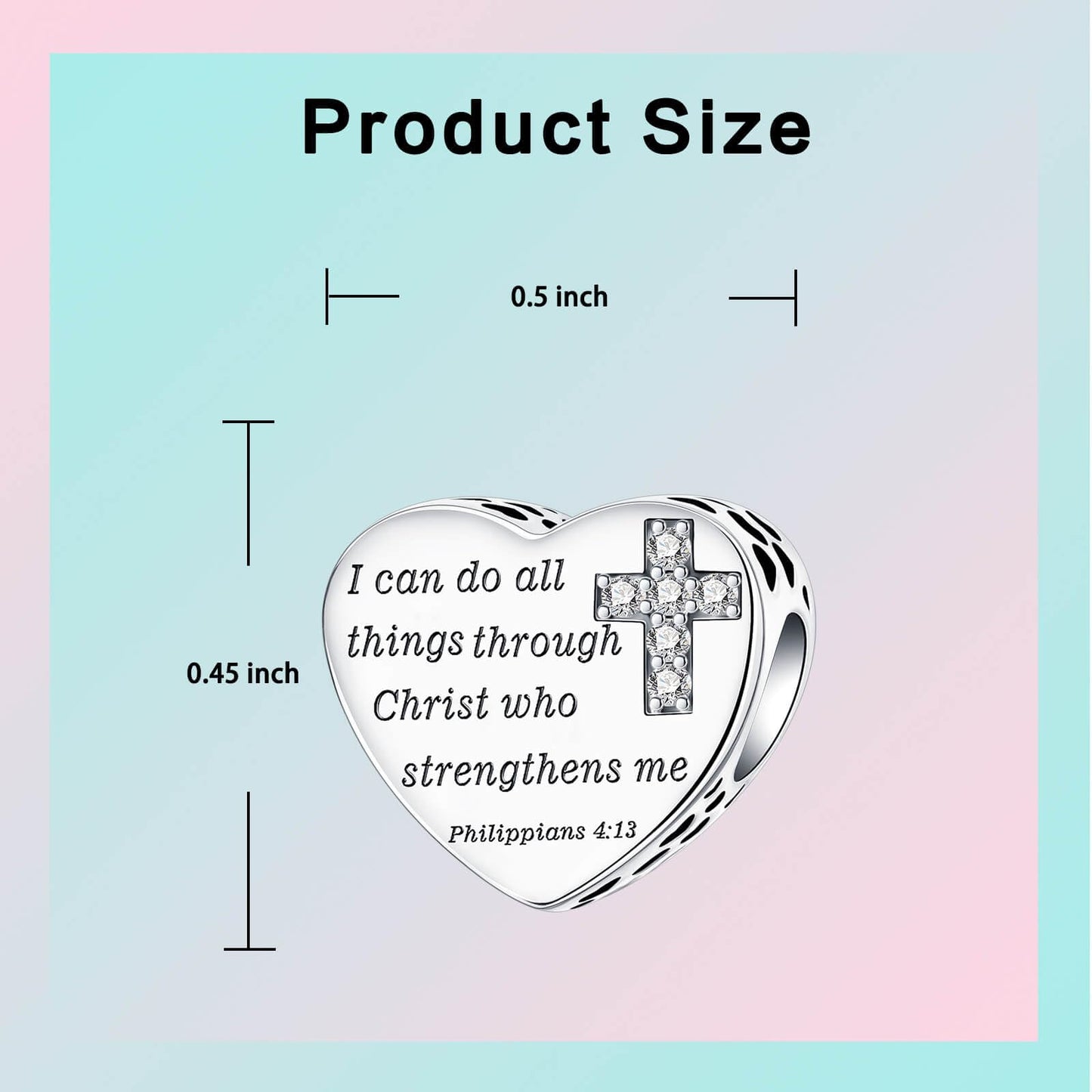 LUXILLA I can do all things through Christ who strengthens me Philippians 4:13 Charm Silver Charms 925 Sterling Silver fits Bracelets Necklace Pendant Bead Charms Jewelry Gift