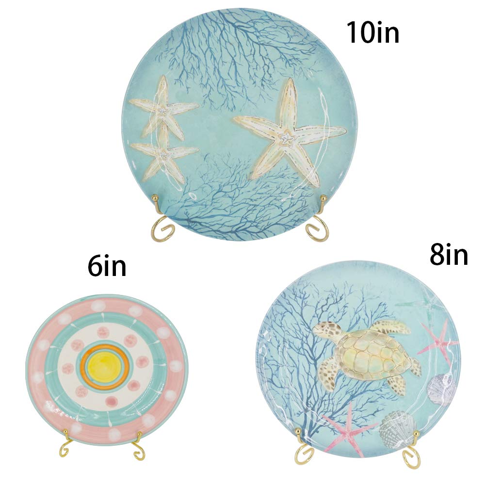 6 Pack Iron Display Stand,Gold Iron Easel Plate Holder Stand for Displaying Pictures, Plates, Books and Arts (4, 6, 8 inch)