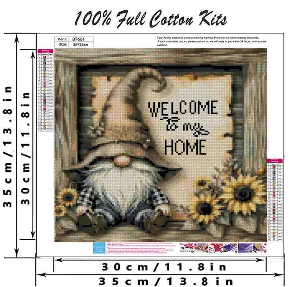 Gnome Cross Stitch Kits for Adults Beginner,Home Counted Cross Stitch Kits Printed Stitching Cute Patterns Dimensions Needlepoint Art Crafts Embroidery Kits for Adults Beginners