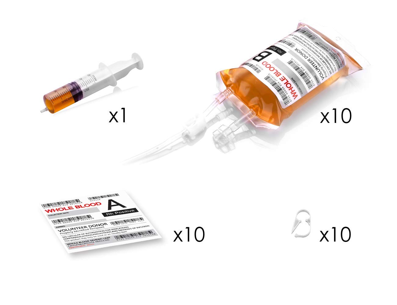 WYNK Blood Bags for Drinks, 10 IV Bags for Halloween Party Decoration, Reusable Drink Pouch for Live Blood of Theme Parties, Masquerade,Vampire,Zombie,Nurse Graduation Party Props