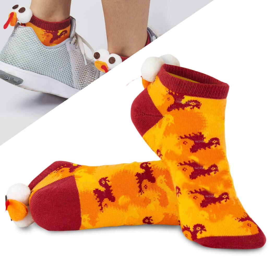Gone For a Run Holiday Athletic Running Socks | Woven Low Cut | Thanksgiving Turkey Socks