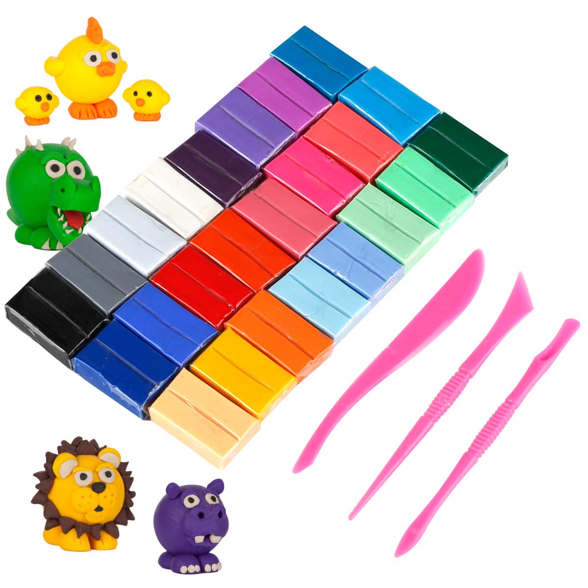 CiaraQ 24 Colors Small Block Polymer Clay Starter kit, Oven Bake Clay, DIY Molding Clay, Great for Kids, Beginners
