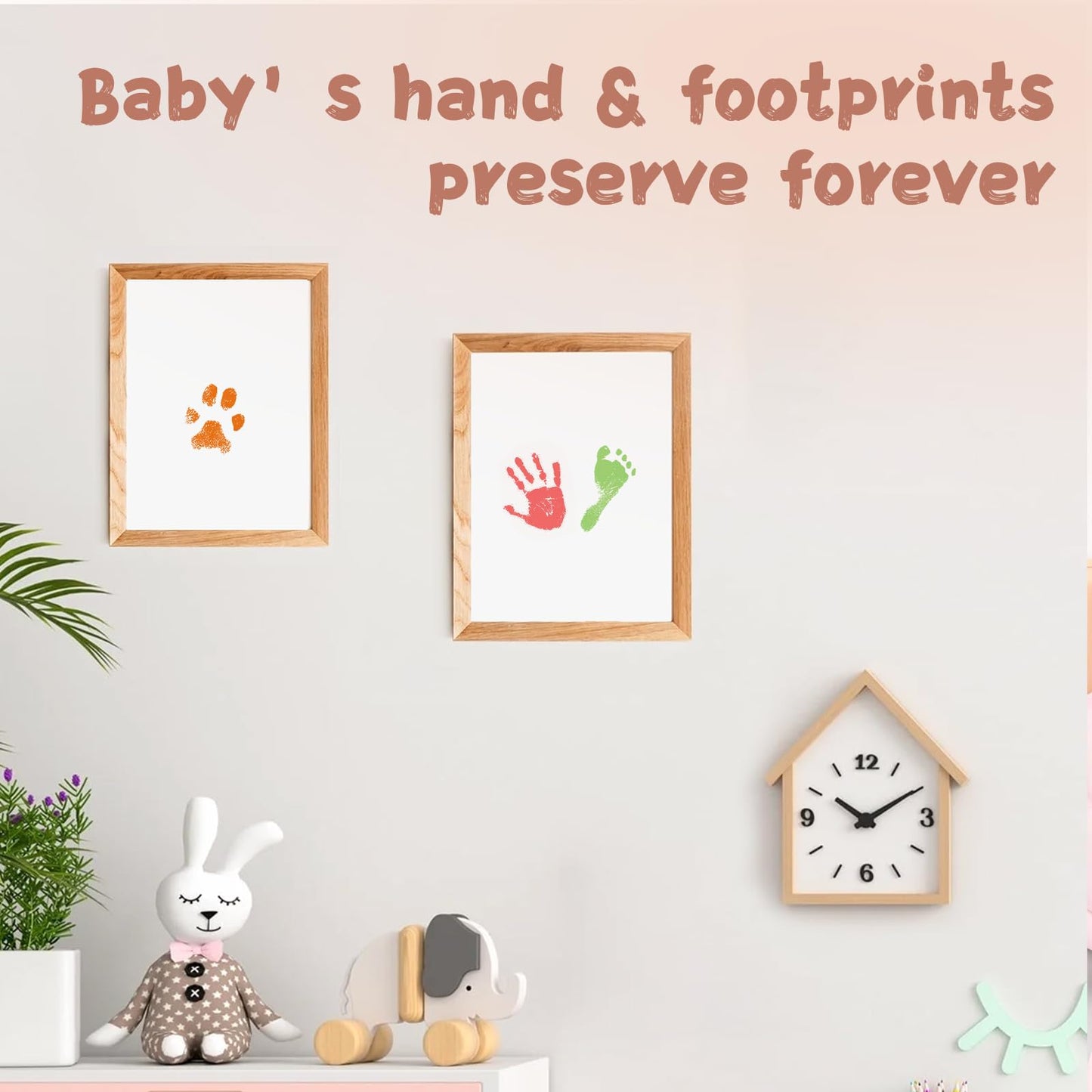 BabyQunt Inkless Baby Hand and Footprint Kit,Clean-Touch Ink Pad Kit,Safe No Mess Printing Infant Hand Foot Stamp,4 Pack Newborn Inkless Print Pads Best Keepsake or Gifts for Family