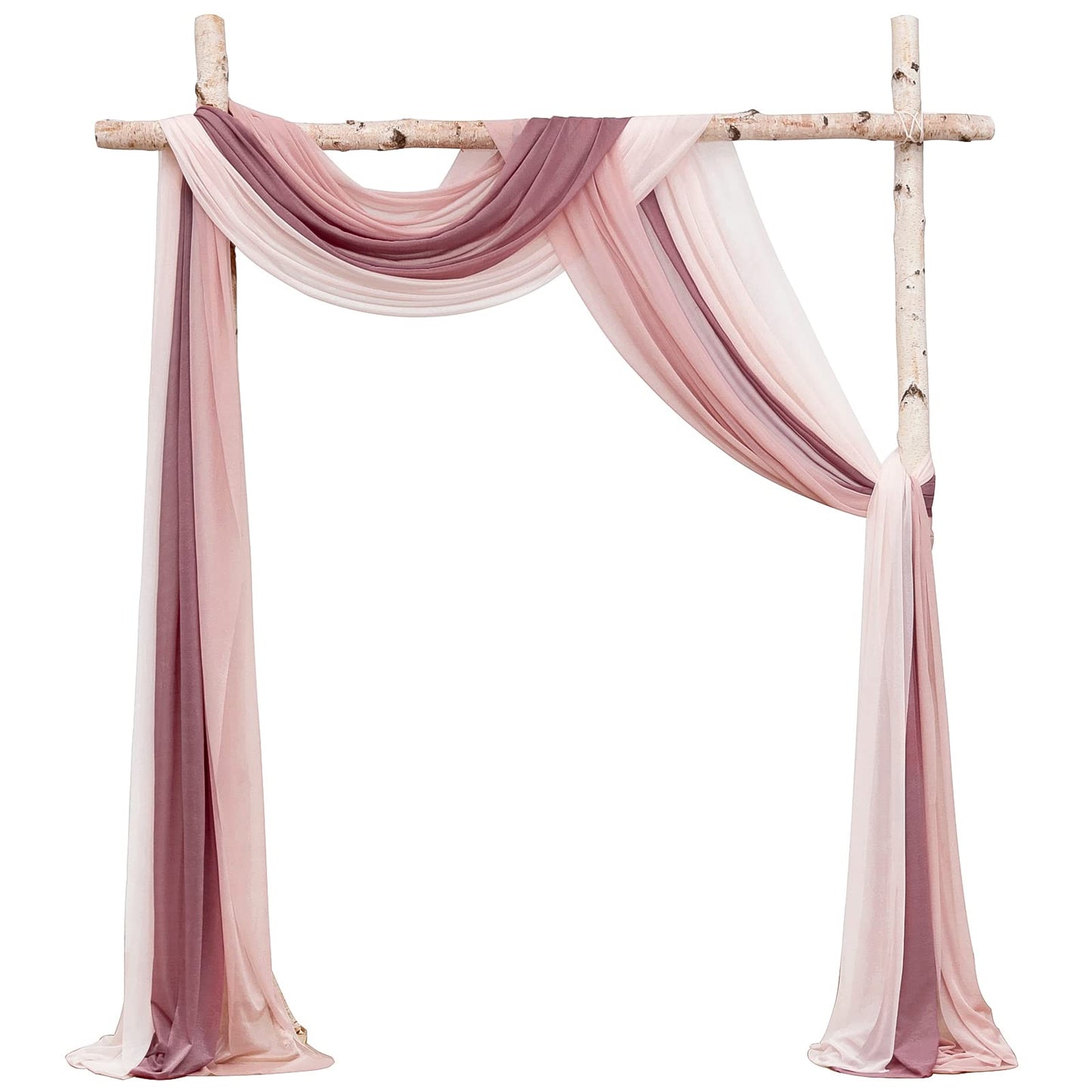 Wedding Arch Draping Fabric 3 Panels 20Ft Chiffon Fabric Drapes Arbor Drapery Wedding Ceremony Reception Swag Decorations (Mauve +Dusty Rose +Blush)