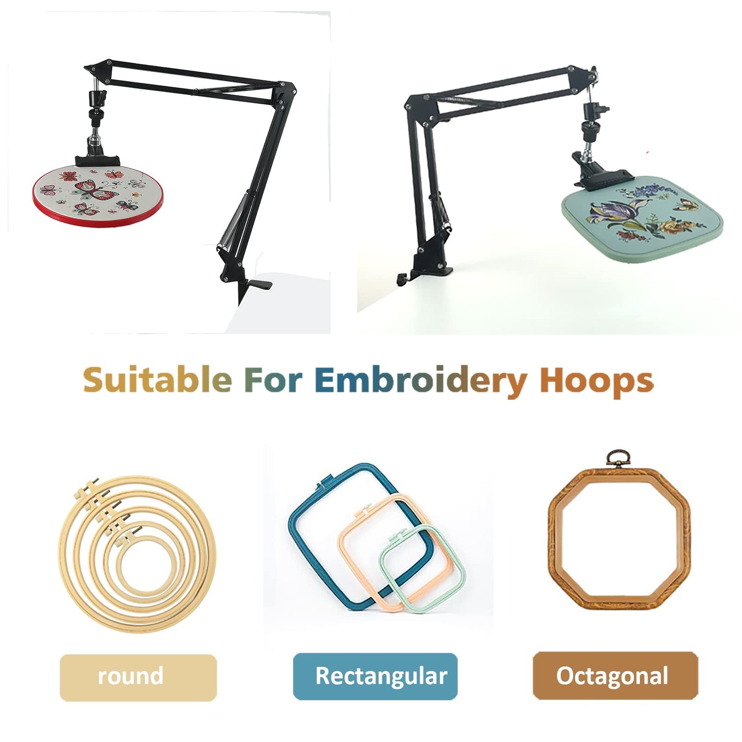 Hand Embroidery Hoop Holder Adjust Embroidery Hoop Stand Metal Embroidery Lap Stand Folding Hand Embroidery Stand Lap Cross Stitch Stand Hands, Suitable for Embroidery Hoops