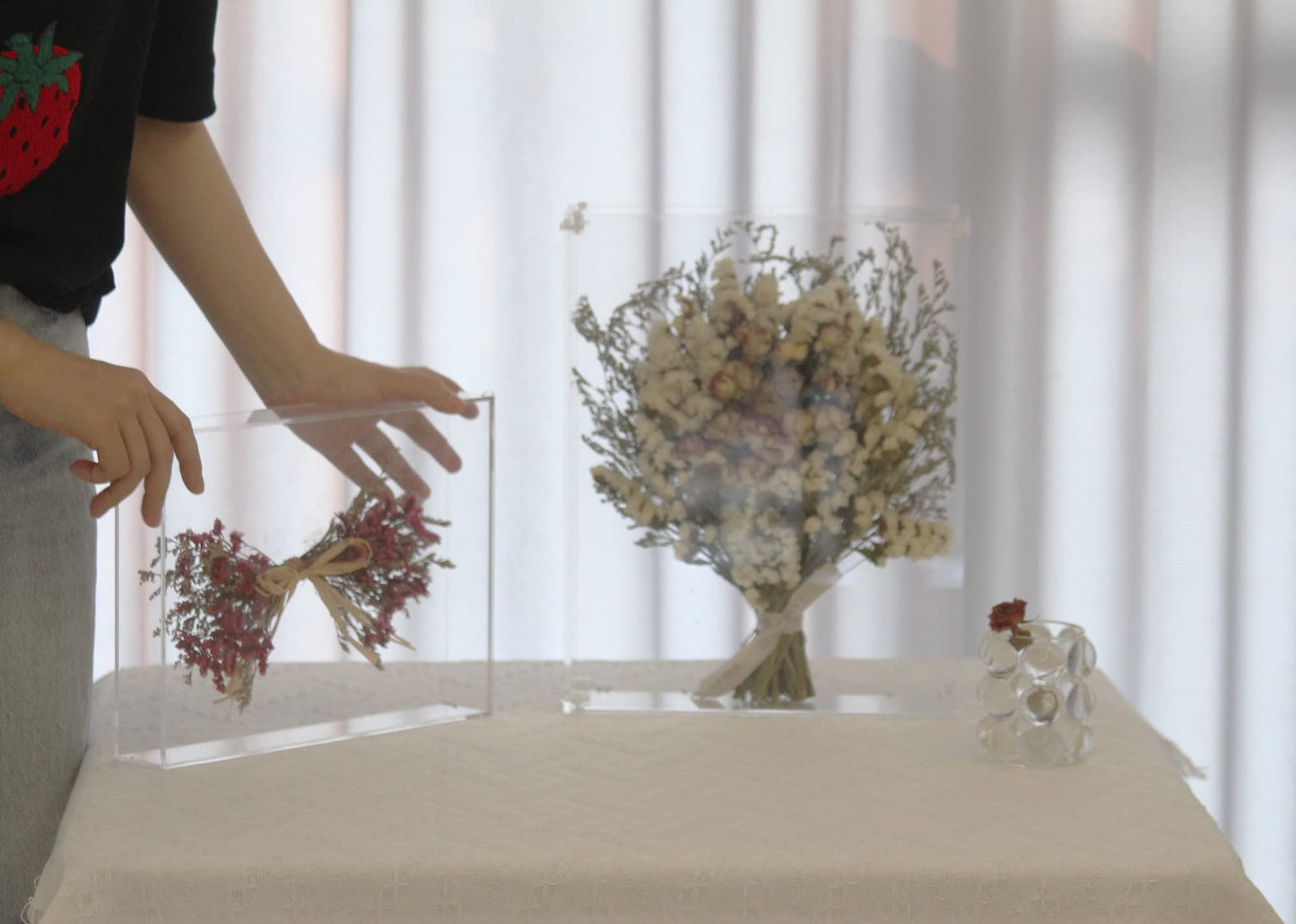 MarccTipton 11x14 Acrylic Shadow Box, Assemble Display Case, DIY Tabletop/Wall Mount Display Frame, All Clear Memory Box for Dried Flowers/Kids Room/Birthday/Wedding(11x14x2.5”, Need to be Assemble)