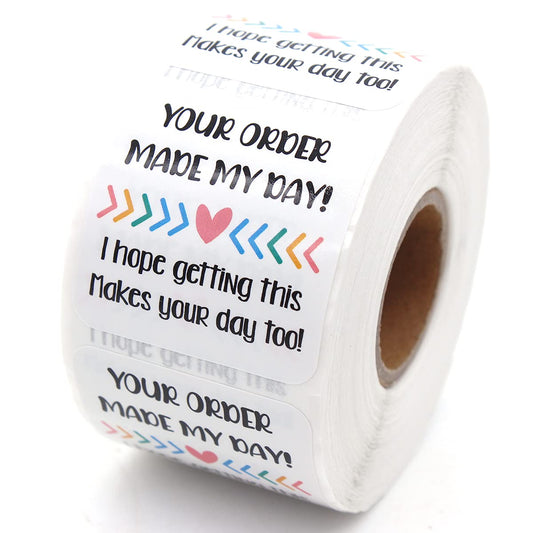 Littlefa Your Order Made My Day Stickers,Happy Mail Stickers,Thank You Stickers,Small Business Stickers, Envelopes Seal Stickers,Mail Packaging Sticker for Small Business 500 PCS
