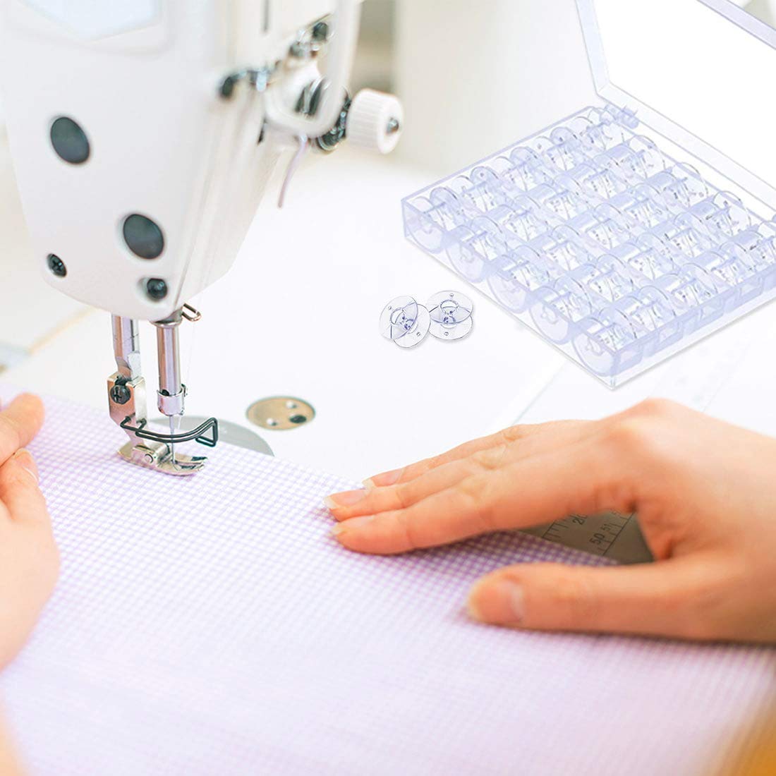 Bobbin Box,Machine Bobbin Organizer Plastic Case,Transparent 25 Slots Empty Bobbins Spools Box，Sewing Craft Plastic Case Storage Box for Sewing Machine