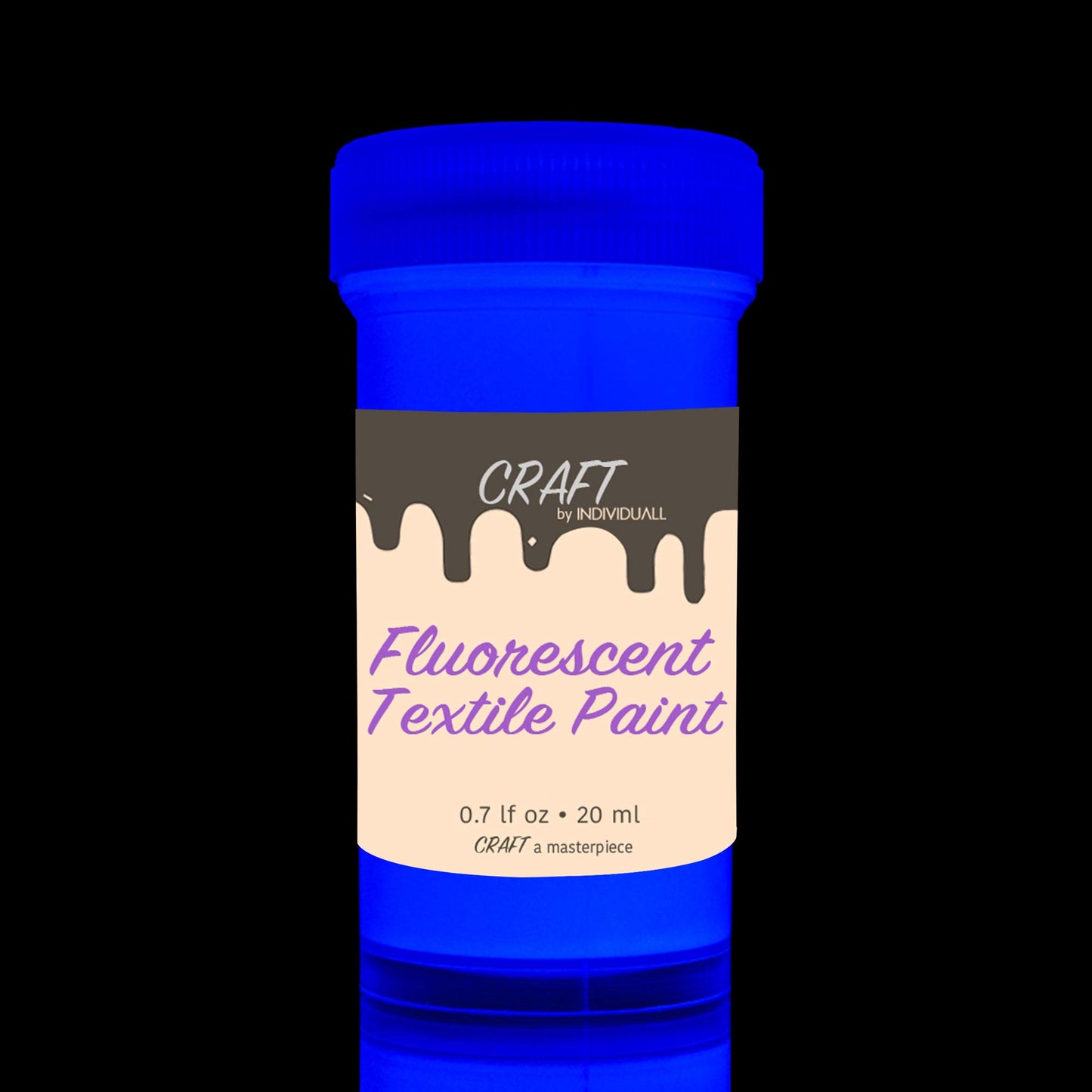 individuall Craft Textile & Fabric UV Paint - Set of 8 Fabric Neon Black Light Paints - Fluorescent Clothing Colors – Vibrant Glowing Paints - 8 x 20 ml / 0.7 fl oz