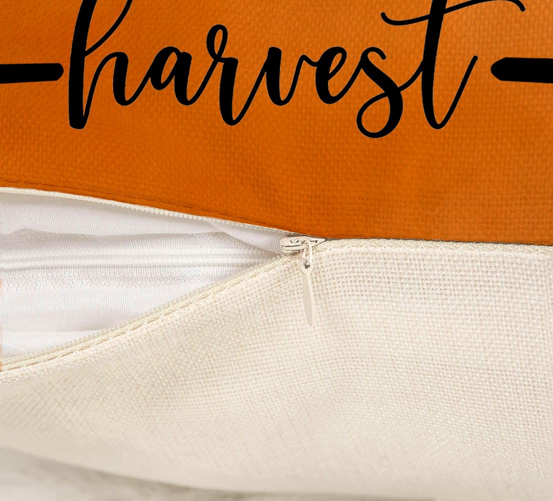 4TH Emotion Fall Pillow Covers 18x18 Set of 4 Thanksgiving Buffalo Check Farmhouse Decorations Orange Pumpkin Outdoor Autumn Farm Truck Pillows Decorative Throw Cushion Case for Home Decor S23F22