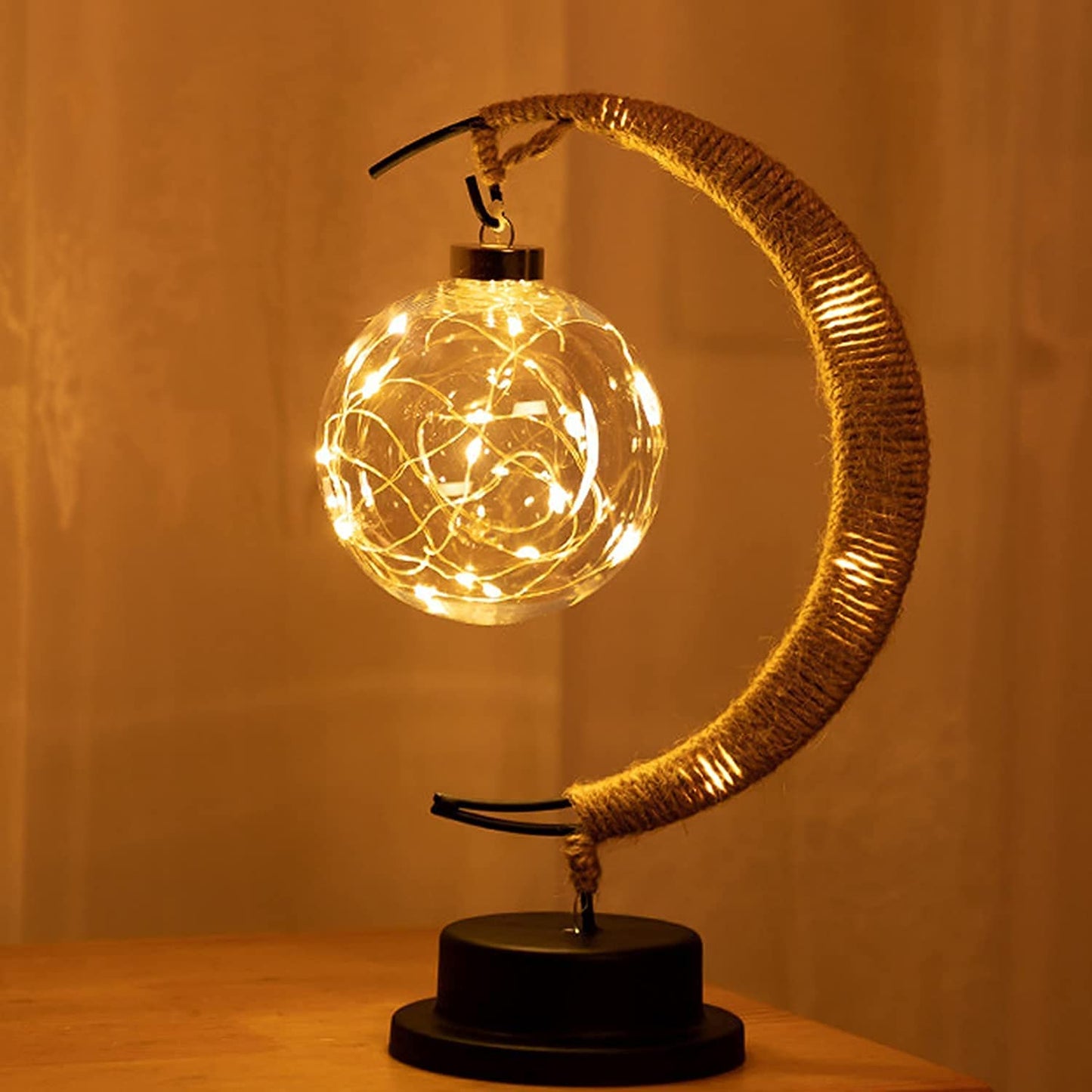 Nusogon Enchanted Lunar Lamp -Magic Moon Shape Lamp,LED Crescent Light,Ramadan Lamp,Hanging Moon Lamp,Home Bedroom Romantic Bedside Desktop Nightstand Decoration. Decorative Lights(USB Included)