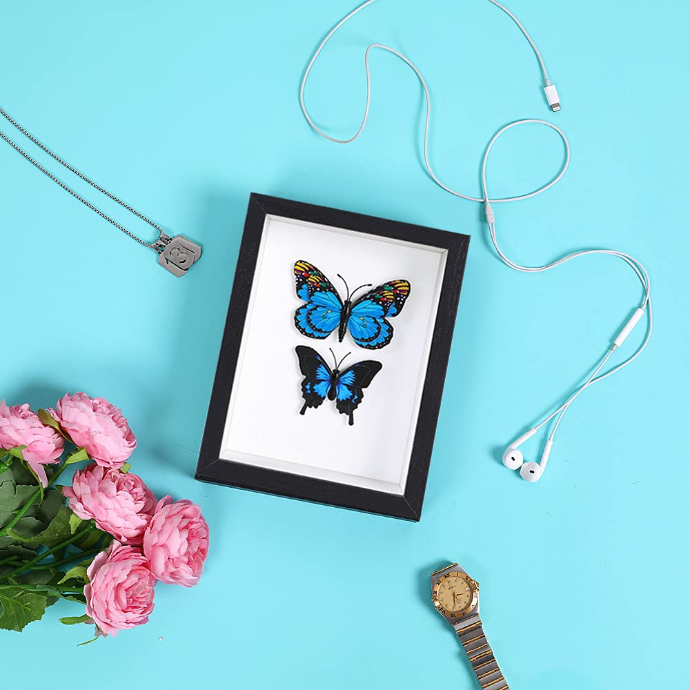 KAPIX Shadow Box 5x7 Picture Frame with Real Glass Deep Wood Memory Box Display case for Flowers,Ticket,Memorabilia,Keepsake,Medal,Art and Photos,Black