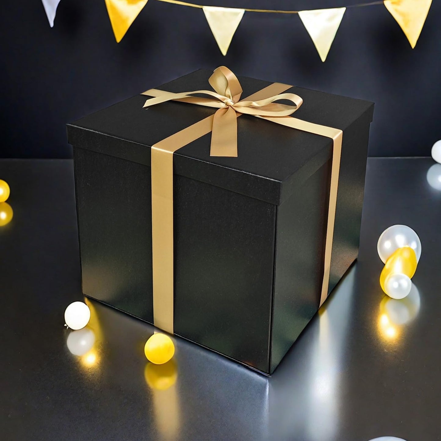 Large Gift Box 12x12x10 Inches,Black Gift Boxes for Presents,Birthday Box,for Packaging,Valentine's Day,Mother's Day,Christmas,Anniversaries,Family or Business.
