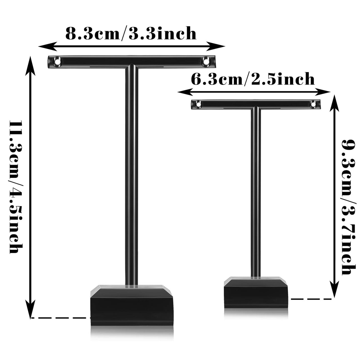 Acrylic Earrings Display Holder T-bar Earrings Stand Holder Tree Stand Countertop Hanging Jewelry Organizer for Necklaces Bracelet(Black,6 Pieces)
